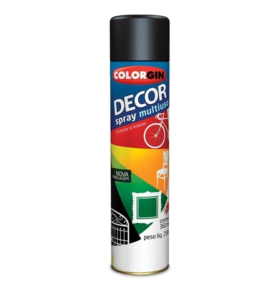 SPRAY PRETO BRILHANTE 250G DECOR COLORGIN