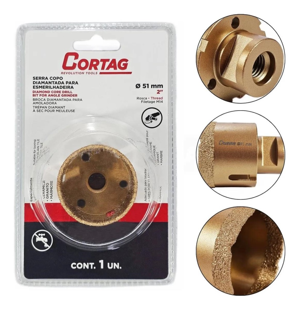 SERRA COPO DIAMANTADO P/ESMERILH 51MM CORTAG - UN