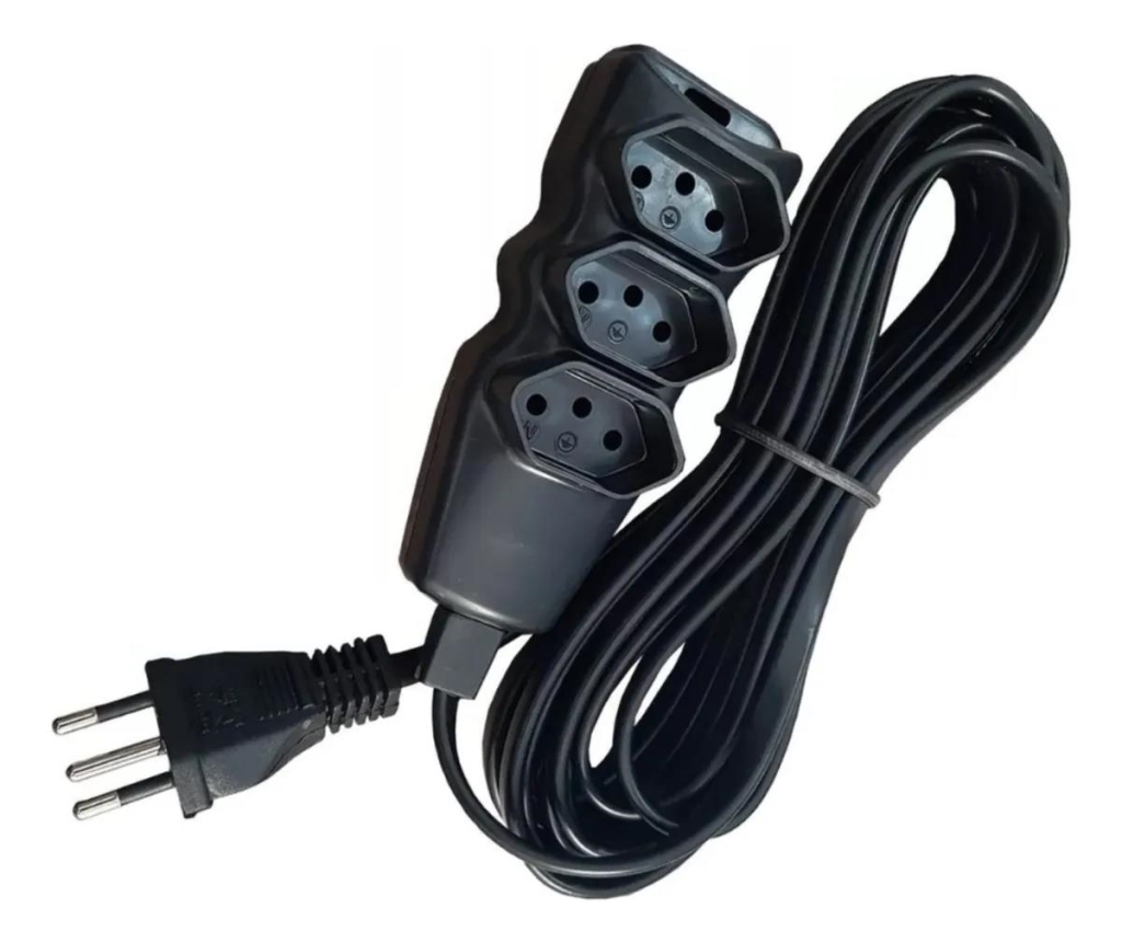 EXTENSAO ELETRICA 2P+T 3X0,75 10 MT TECHNA PRETA - UN