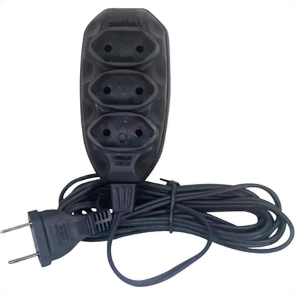 EXTENSAO ELETRICA 2P 2X0,75 05 MT TECHNA BRANCA/PRETA - UN