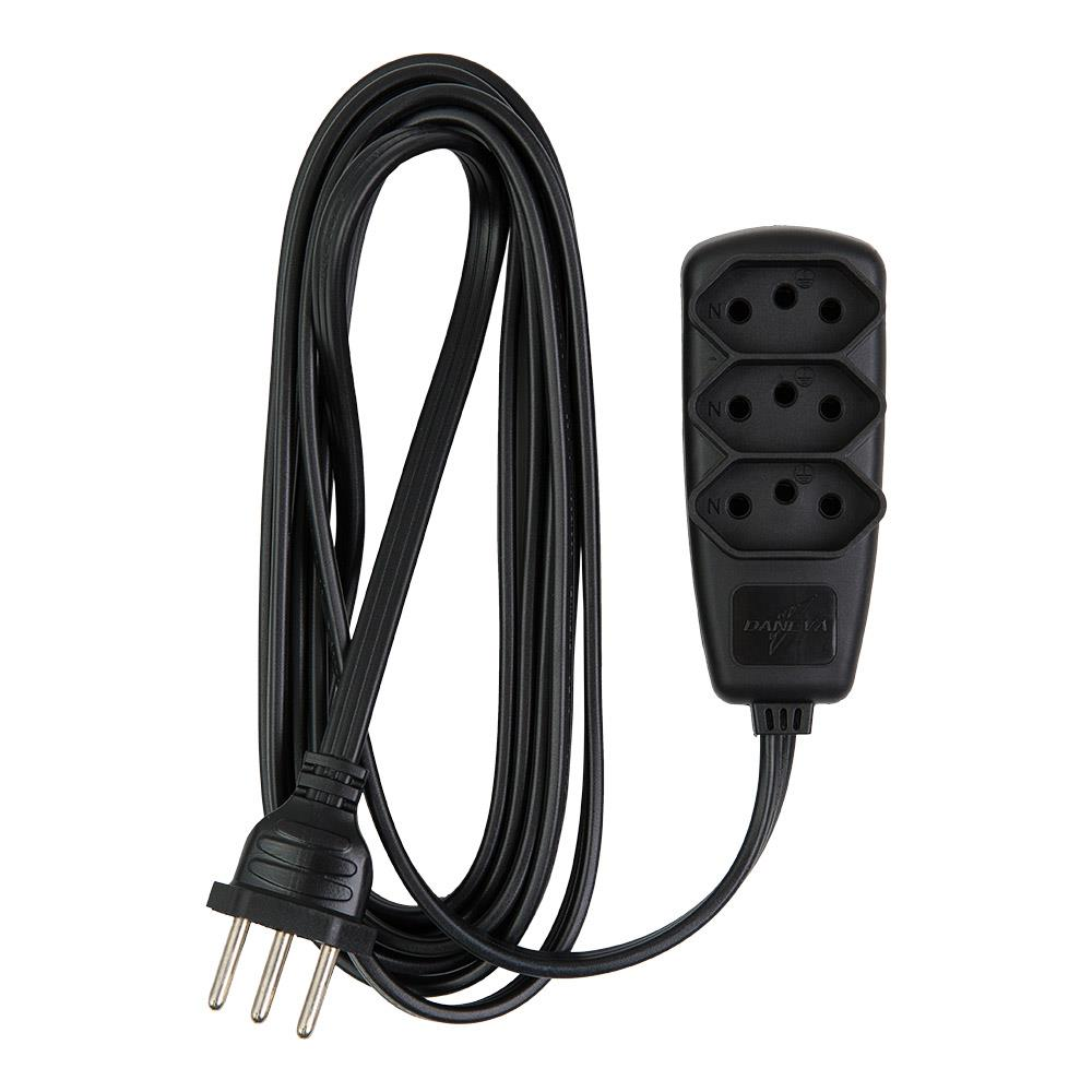 EXTENSAO ELETRICA PP 3X0,75 05 MT TECHNA PRETA - UN