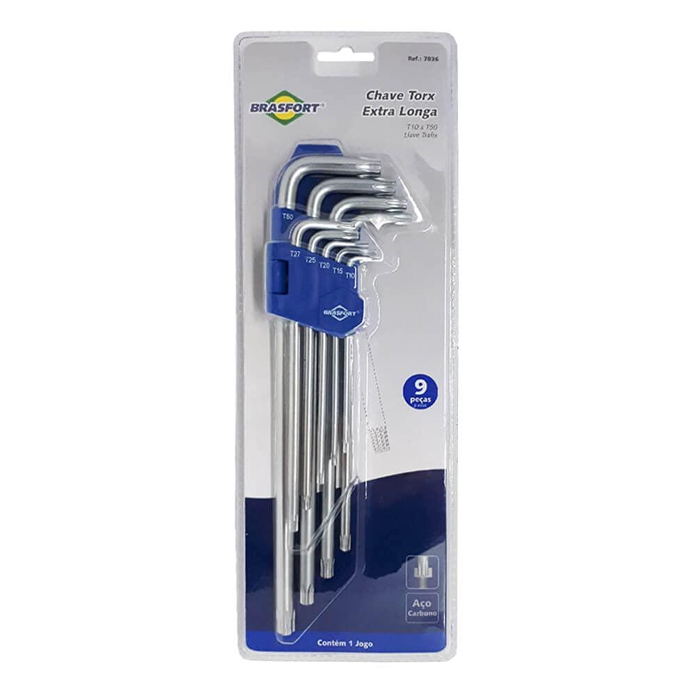 CHAVE TORX 7836 JG 9 PCS EXTRA LONGA BRASFORT - UN