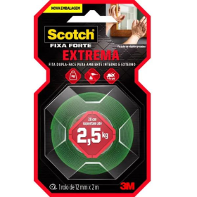 Fita Dupla Face 3M 12mm X Mts Fixa Forte 2,5Kg - Unid